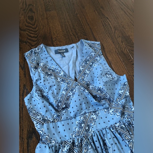 *LIKE NEW* ModCloth Women’s M Blue Paisley Knee Length Fit & Flare Pocket Dress - Picture 2 of 14